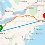 From Columbus OHIO to Boston Mass is 777 Miles.